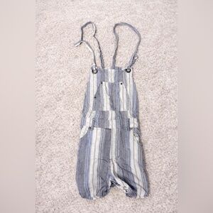 Free People Blue White Striped Short Overalls Size 4